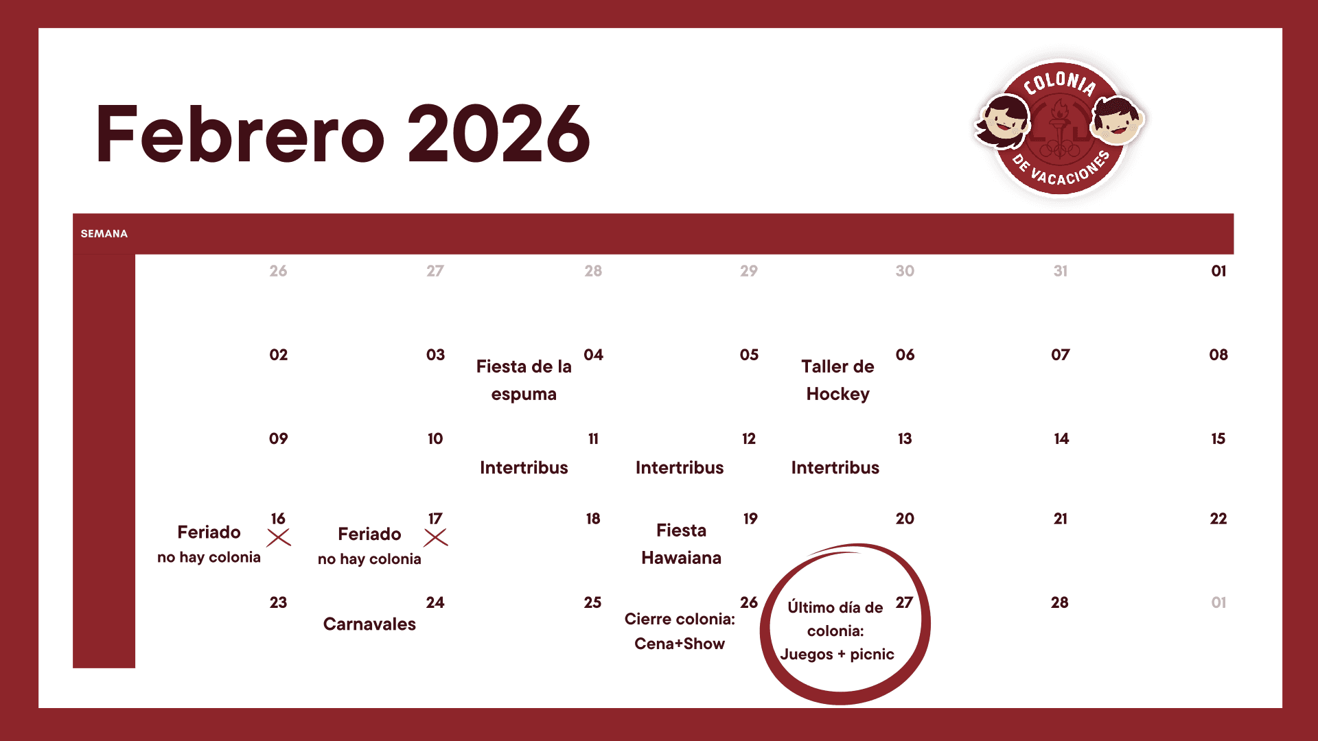 Cronograma Febrero 2026